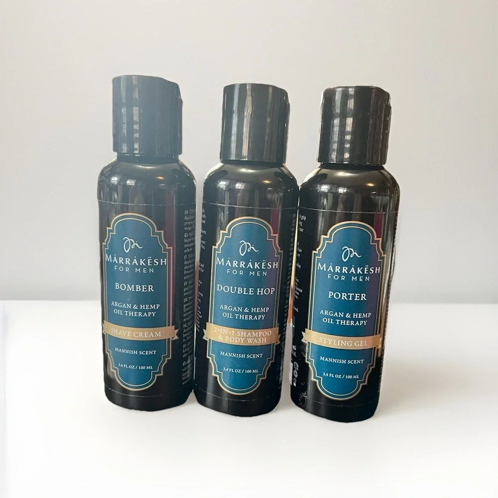Marrakesh For Men 3pc Travel Kit 2N1 Shampoo/Body Wash, Styling Gel, Shave Cream